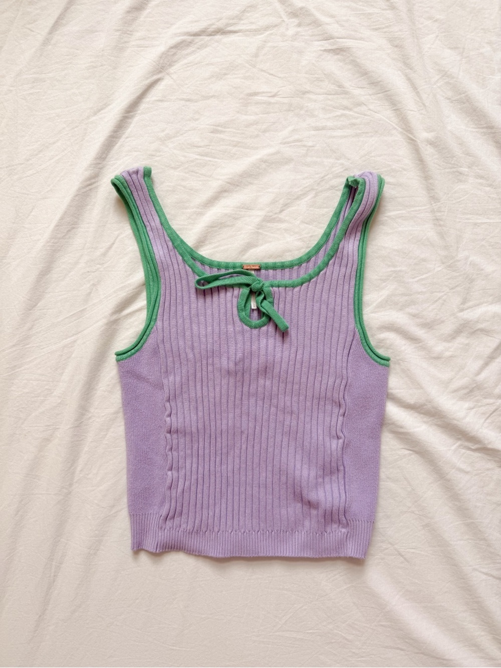 Free People Lavender Tank with Green Trim